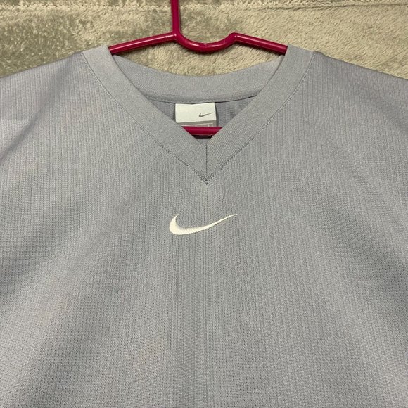 Nike Hoops Shirt Mens Large V Neck Jersey Warm Up Basketball Gray Center Swoosh - Picture 7 of 12